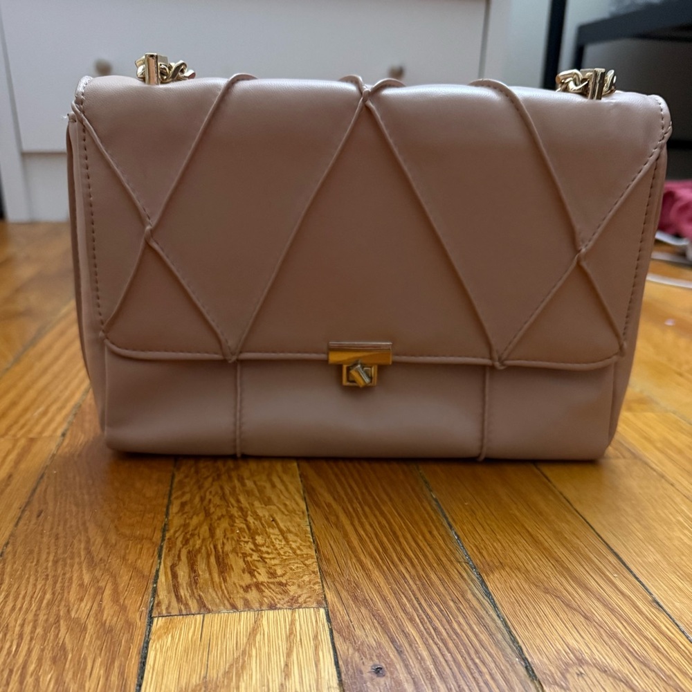 Zara Tan Quilted Crossbody Bag